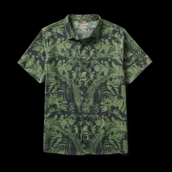 Trendy Bless Up Breathable Stretch Shirt Men Jungle Green Print Shirts