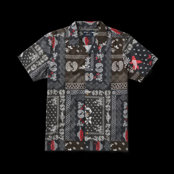 Men Hachimaki Black Gonzo Camp Collar Shirt Modern Shirts