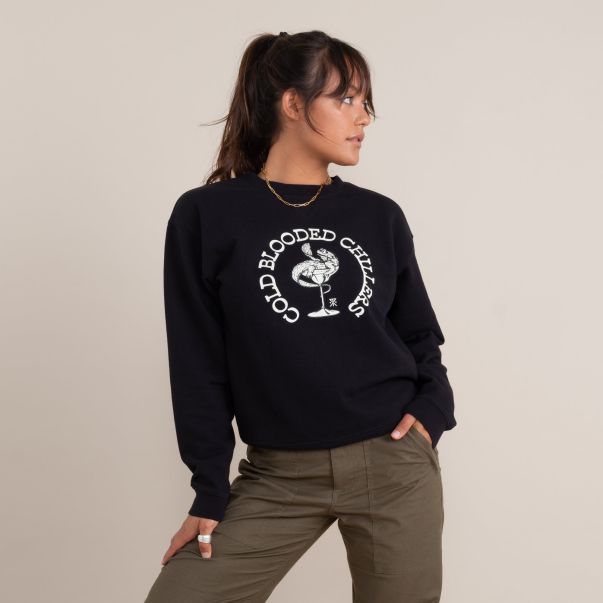 Black Women Sweatshirts & Hoodies The Crew Fleece Sweatshirt Sleek