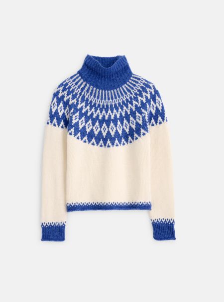 Women Sweaters Order Alex Mill Blue Combo Bailey Fair Isle Turtleneck