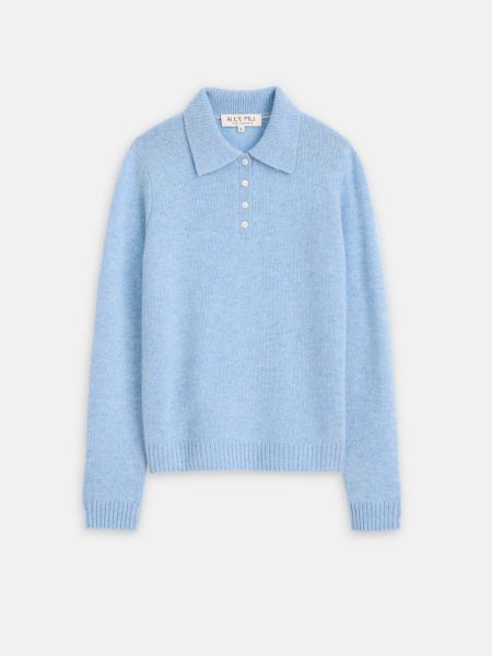 Women Alex Mill Stylish Frost Blue Alice Polo In Cashmere Sweaters