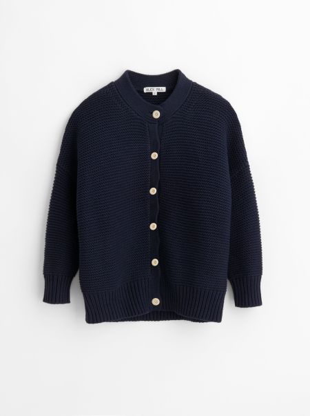 Top Alex Mill Dark Navy Sweaters Women Nico Cardigan In Cotton