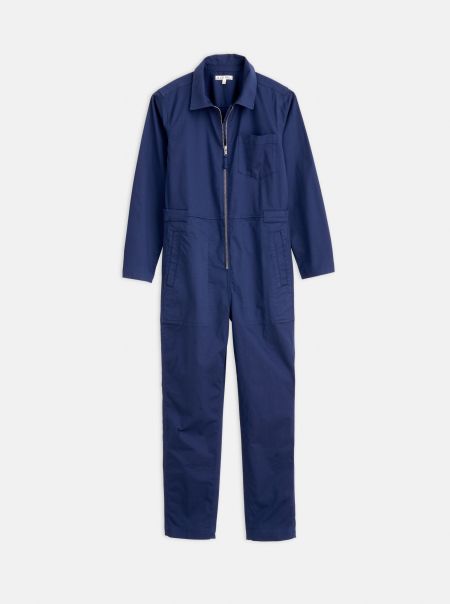 Jumpsuits Standard Zip Front Jumpsuit In Cotton Twill Robust Women Alex Mill Marine Blue