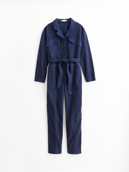Women Unique Jumpsuits Alex Mill Deep Navy Expedition Jumpsuit In Washed Twill