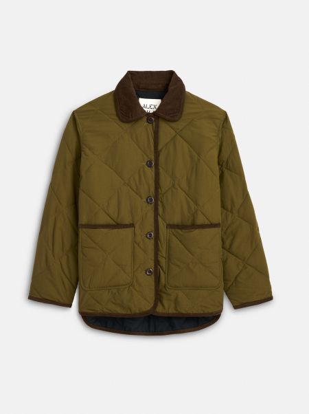 Military Green Quinn Quilted Jacket In Nylon Jackets & Outerwear Retro Alex Mill Women