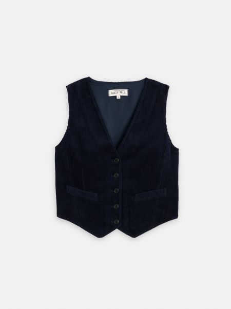 Sloane Vest In Corduroy Women Compact Alex Mill Dark Navy Shirts & Tops