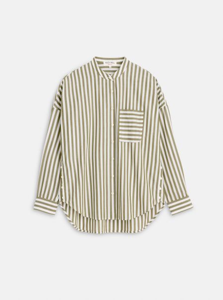 Alex Mill Personalized Jo Striped Shirt In Cotton Women Shirts & Tops Olive/White