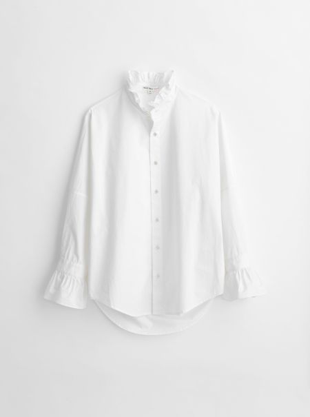 Easy Ruffle Shirt In Paper Poplin Women Shirts & Tops White Savings Alex Mill