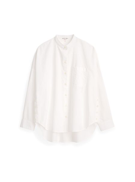 Jo Collarless Shirt In Paper Poplin Alex Mill Women White Pioneer Shirts & Tops