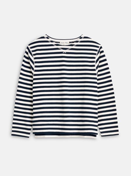 Women Lakeside Striped Tee White/Navy Bold Stripe Alex Mill Tees & Tanks Introductory Offer
