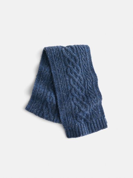 Intuitive Heather Navy Accessories Alex Mill Women Fisherman Cable Scarf In Donegal Wool