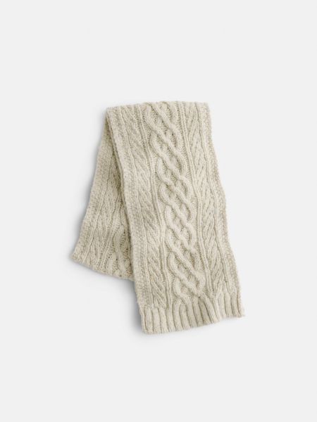 Fisherman Cable Scarf In Donegal Wool Accessories Oatmeal Luxurious Alex Mill Women
