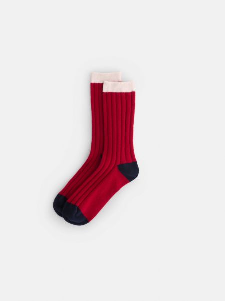 Accessories Luxurious Women Red/Navy/Ivory Alex Mill Cashmere Socks