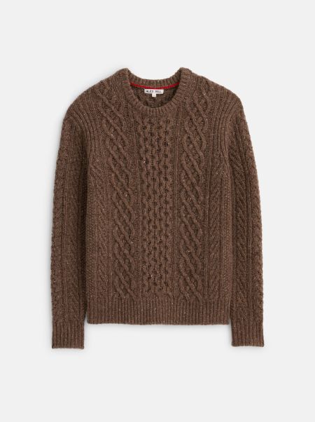 Alex Mill Coffee Sweaters & Sweatshirts Fisherman Cable Crewneck In Donegal Wool Men Hot
