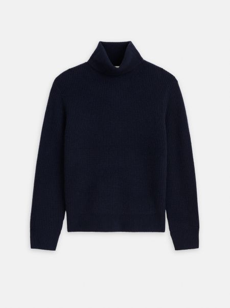 Judd Ribbed Turtleneck In Washed Cashmere Classic Navy Sweaters & Sweatshirts Men Alex Mill