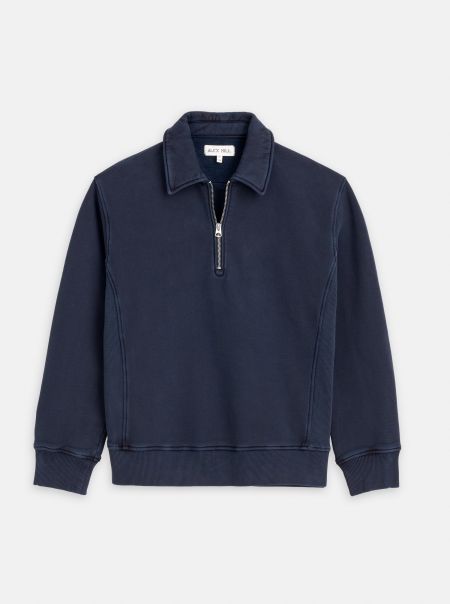 Sweaters & Sweatshirts Navy Clean Alex Mill Som Half Zip Sweatshirt In Fleece Men