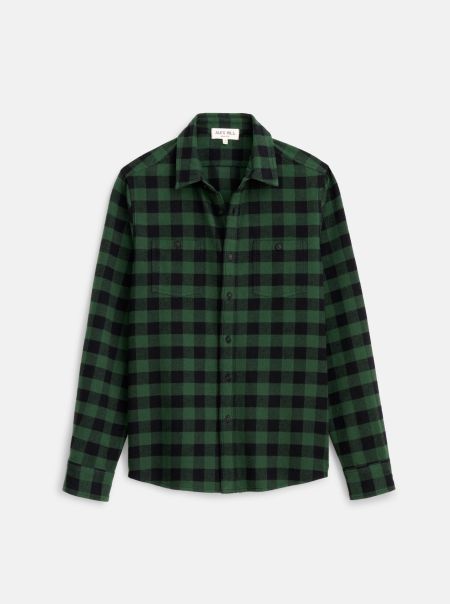 Green/Black Work Shirt In Buffalo Plaid Flannel Professional Alex Mill Men Shirts