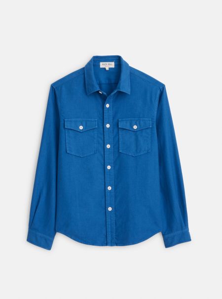 Shirts Unbelievable Discount Men Alex Mill Washed Cobalt Frontier Shirt In Chamois