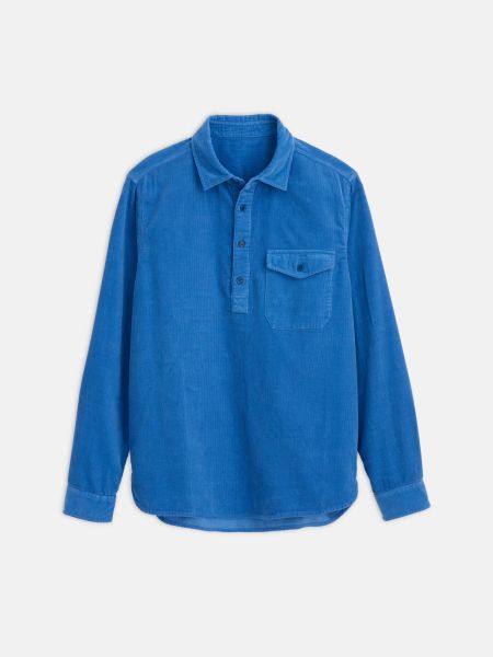 Men Aegean Blue Carter Popover Shirt In Fine Wale Corduroy Alex Mill Trusted Shirts