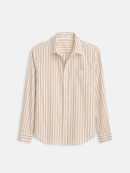 Mill Shirt In Wide Striped Portuguese Poplin Men Shop Shirts Khaki/White Alex Mill