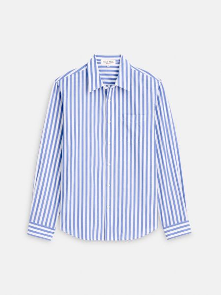 Mill Shirt In Wide Striped Portuguese Poplin Alex Mill Shirts High-Performance Blue/White Men