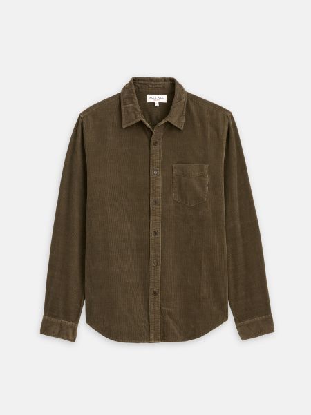 Men Trending Mill Shirt In Fine Wale Corduroy Military Olive Shirts Alex Mill