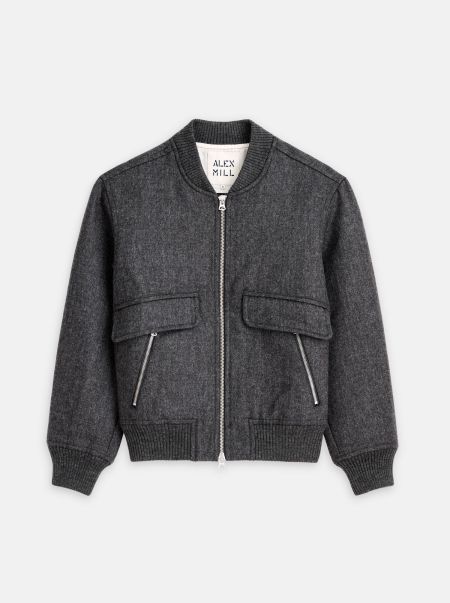 Alex Mill Dean Bomber Jacket In Italian Wool Special Jackets & Coats Men Charcoal