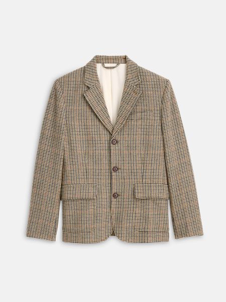Camel Multi Alex Mill Jackets & Coats Men Mill Blazer In Houndstooth Tweed Quality