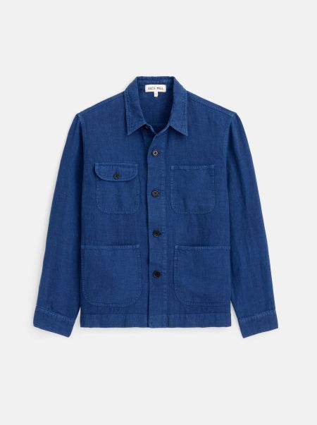 Jackets & Coats Alex Mill Refresh Men Garment Dyed Work Jacket In Linen French Navy