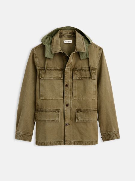 Trail Jacket In Recycled Denim Men Jackets & Coats Accessible Faded Olive Alex Mill