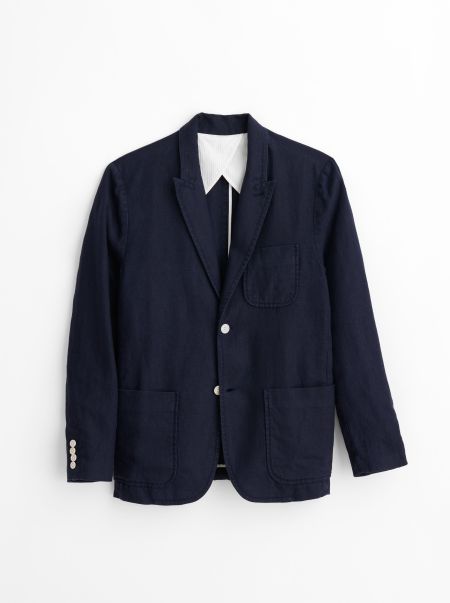 Alex Mill Navy Mercer Blazer In Linen Jackets & Coats Men Elegant