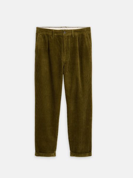 Pants Standard Pleated Pant In Corduroy Men Alex Mill Compact Dark Olive