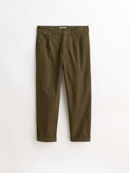 Military Olive Men Alex Mill Proven Standard Pleated Pant In Chino Pants