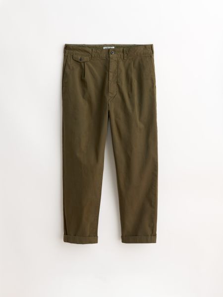 Standard Pleated Pant In Chino (Long Inseam) Affordable Alex Mill Pants Military Olive Men