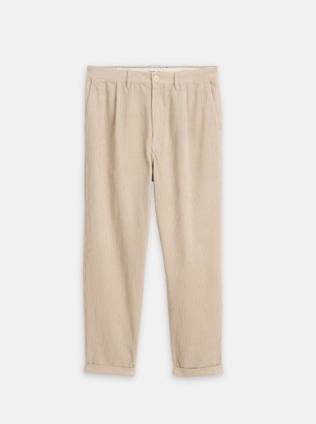 Standard Pleated Pant In Corduroy (Long Inseam) Cloud Grey Alex Mill Men Pants High Quality