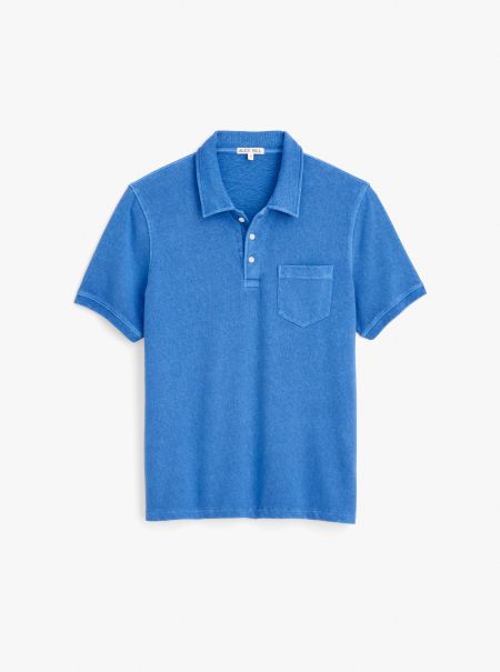 Washed Cobalt Vintage Wash Polo Trusted Men Tees & Polos Alex Mill