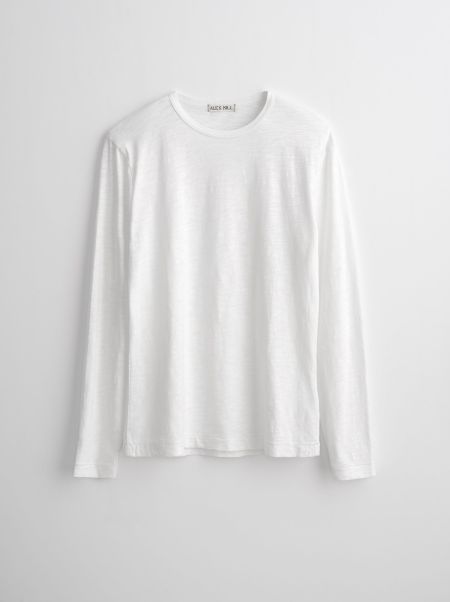Enrich Standard Long Sleeve T-Shirt In Slub Cotton Tees & Polos White Alex Mill Men