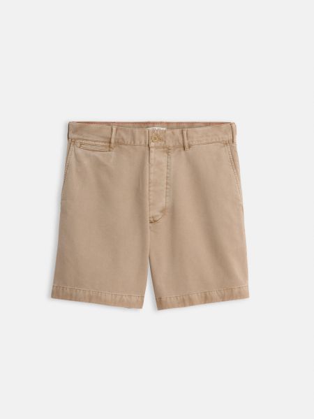Faded Khaki Flat Front Short In Vintage Washed Chino Shorts Flexible Alex Mill Men