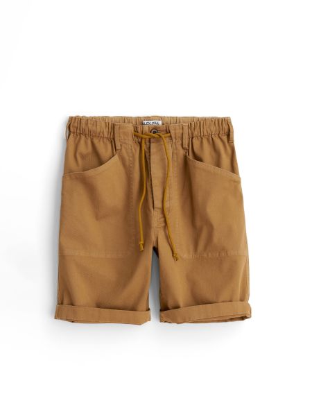 Shorts Pull-On Button Fly Shorts Practical Warm Khaki Men Alex Mill